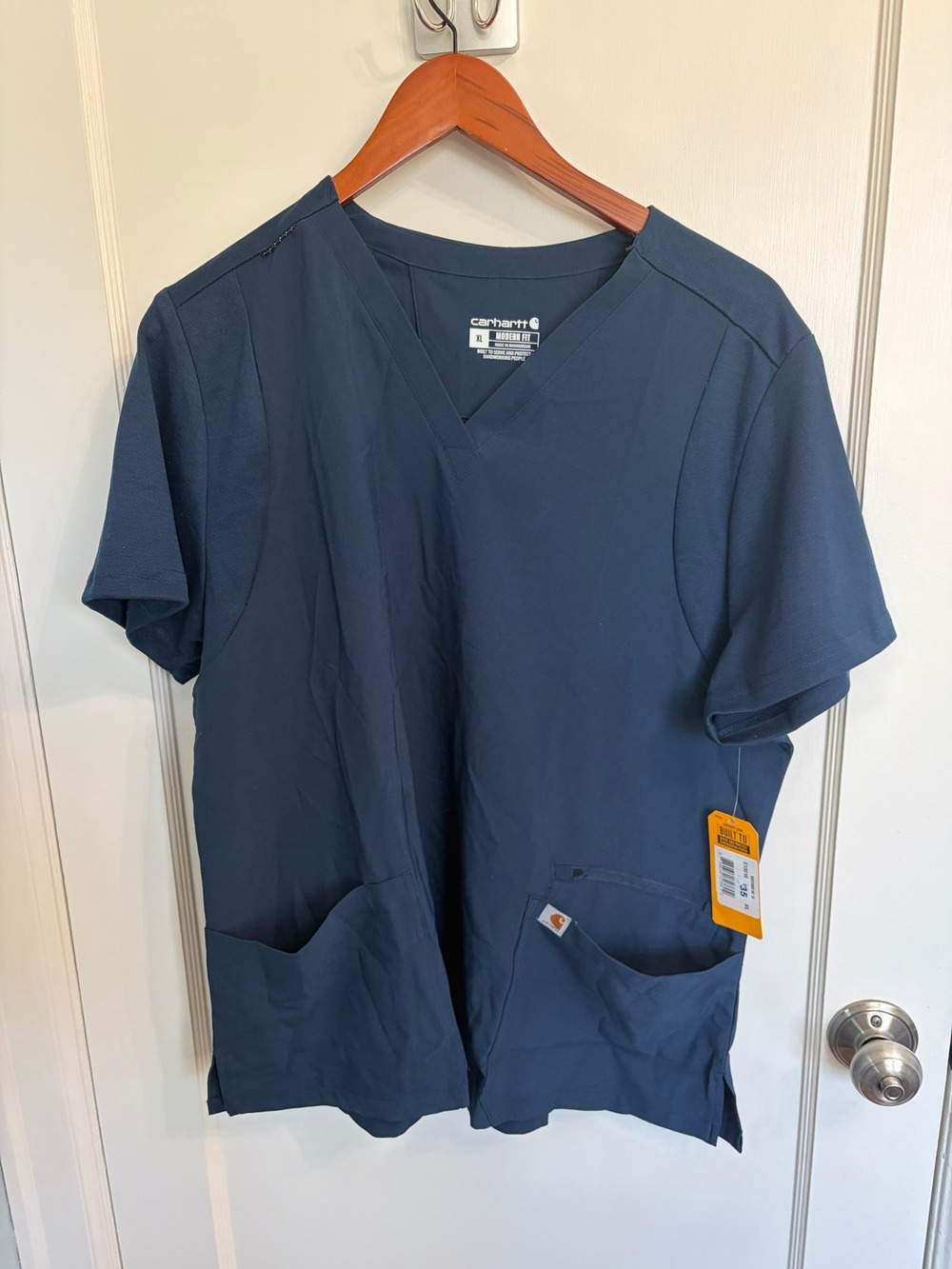 Carhartt Force Cross-Flex Women's V-Neck Scrub Top XL Modern Fit Navy NWT but...